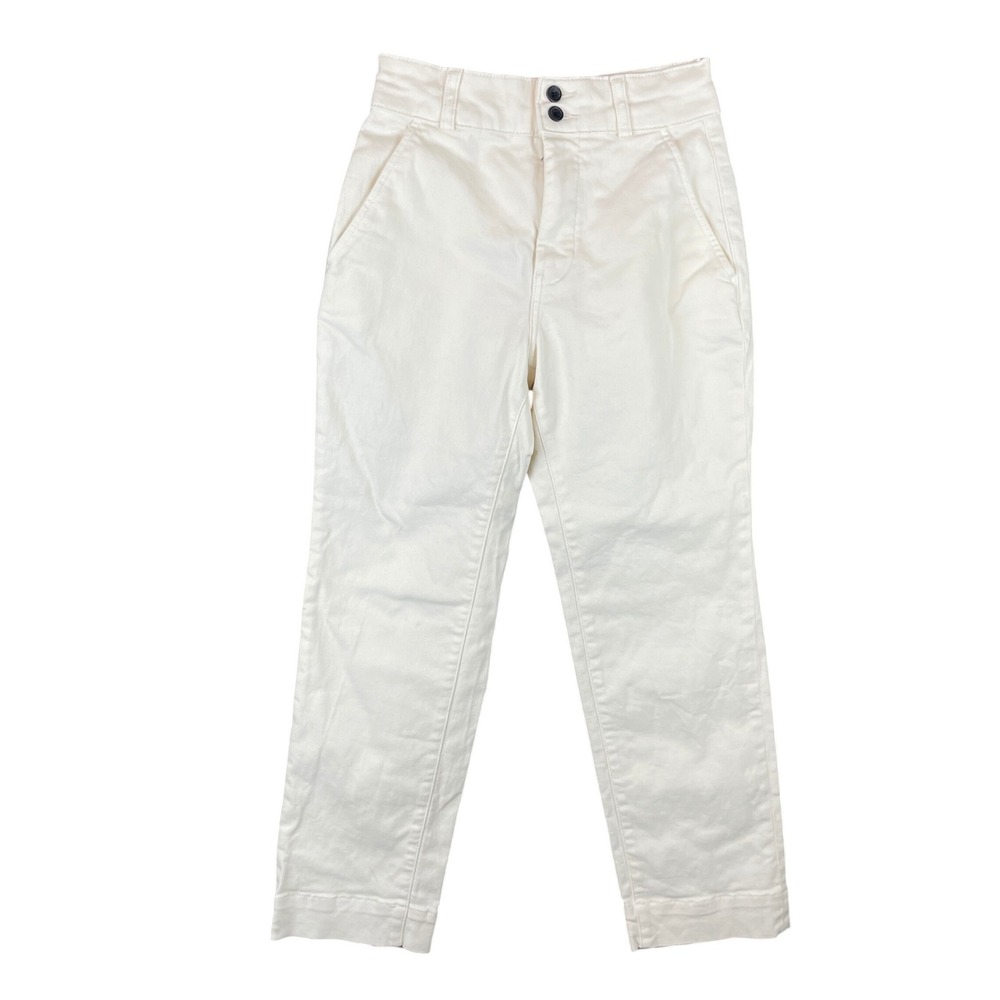 Everlane Organic Cotton Straight Leg Pant Bone White High Rise Chino Size 0